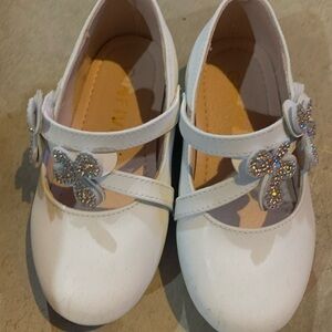 White Kids Shoes with Sparkle Bow